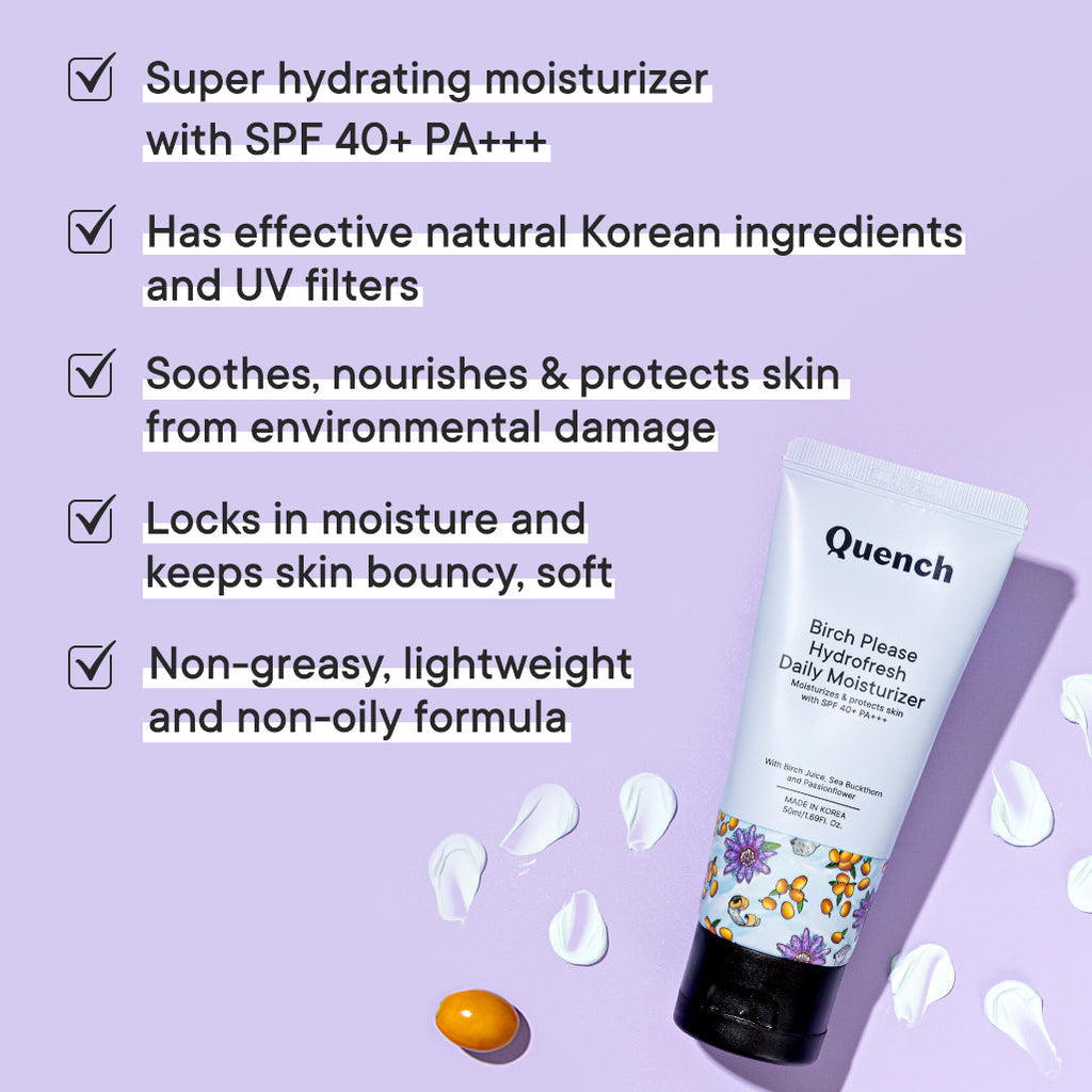 Quench Botanics Birch Please Hydro Fresh Daily Moisturizer With SPF 40+ PA++ - Korean Skincare