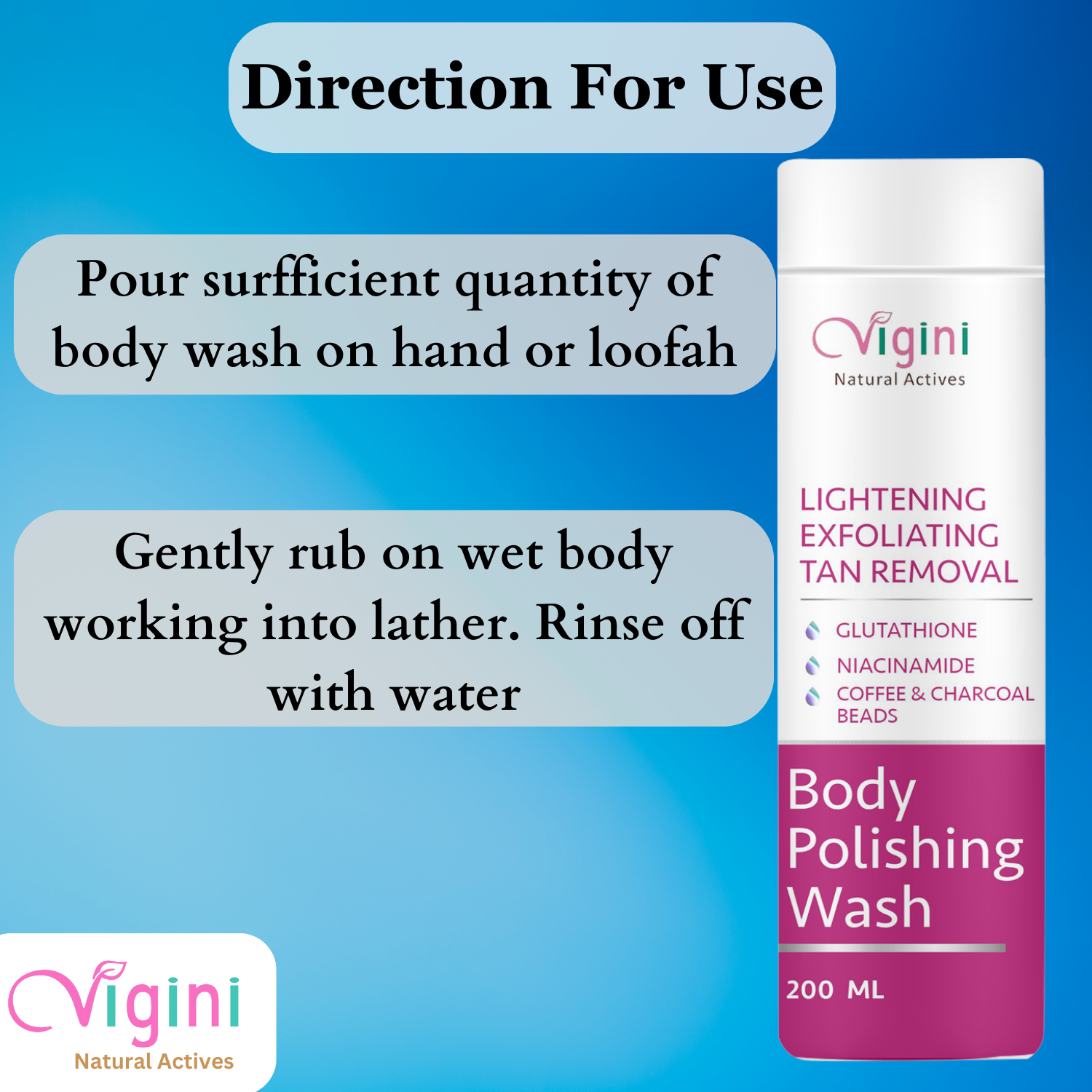Vigini Lightening Brightening Body Polishing Wash for Men Women