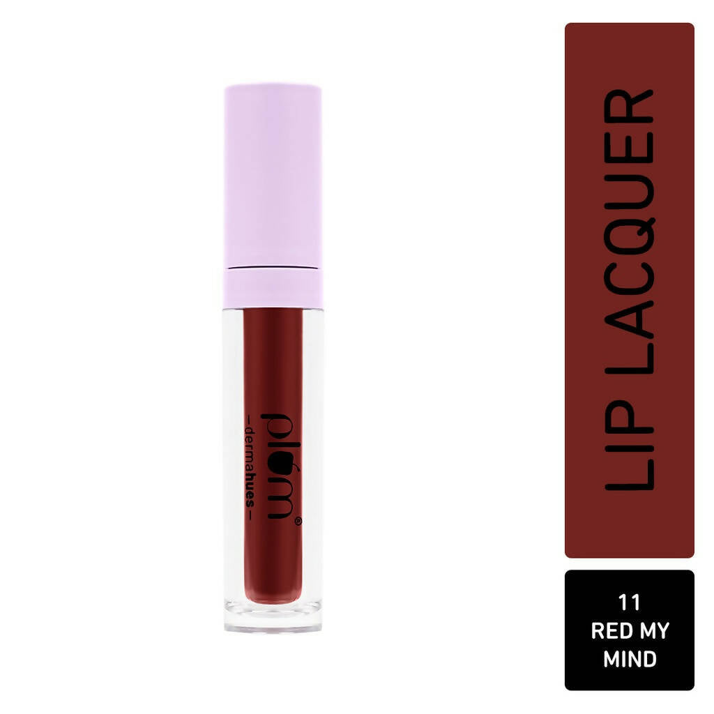 Plum Glassy Glaze Lip Lacquer 3-in-1 Lipstick + Lip Balm + Gloss 11 Red My Mind