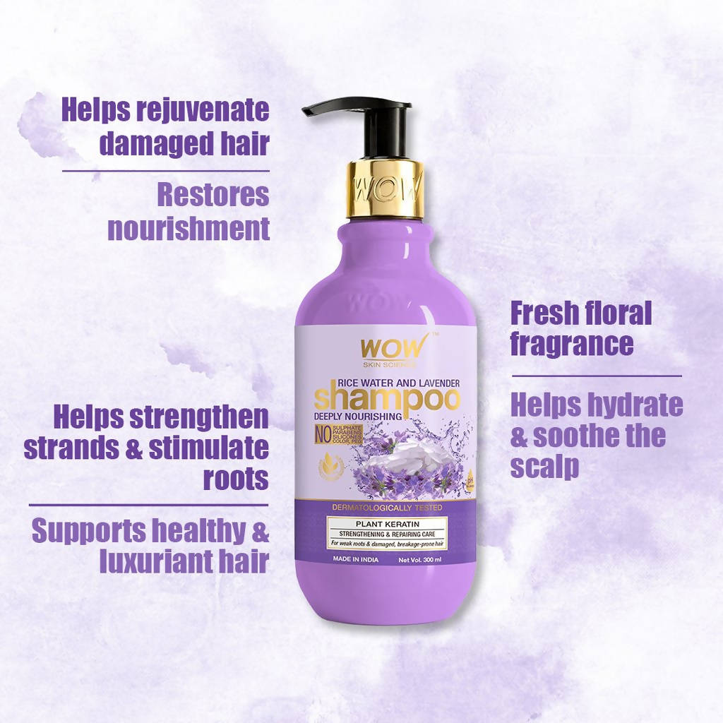 Wow Skin Science Rice Water And Lavender Shampoo