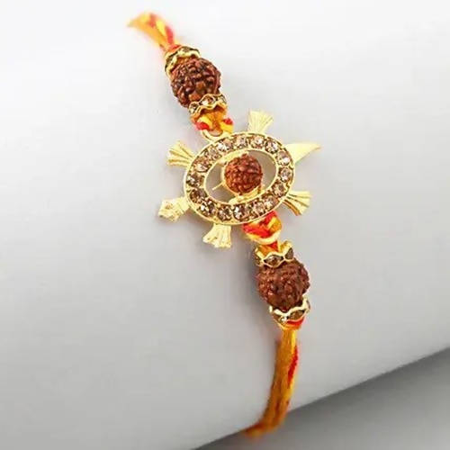 Rudraksha Royal Design Rakhi & Kaju Katli Box