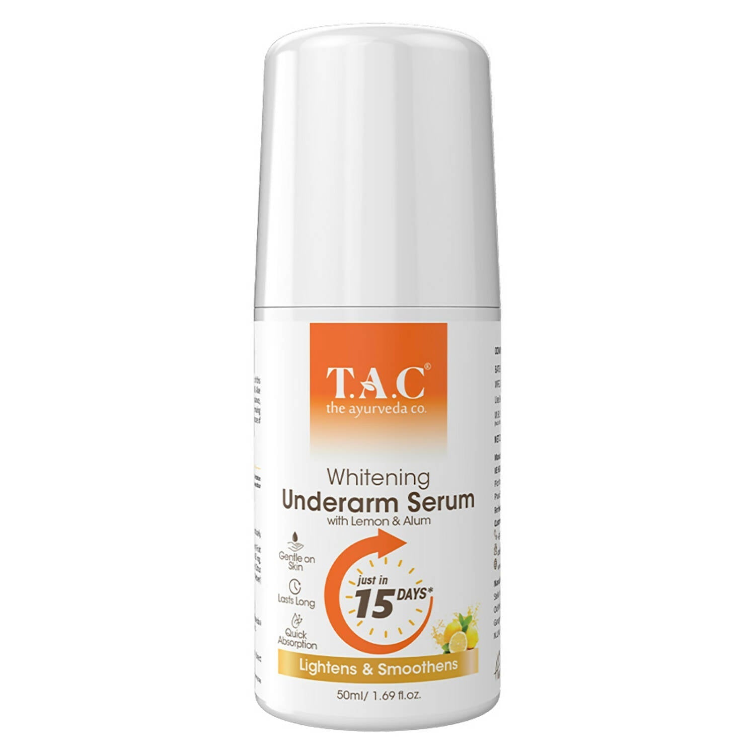 TAC - The Ayurveda Co. Lemon Roll-On for Women & Men with Aloe Vera for Skin Whitening & Long Lasting Freshness
