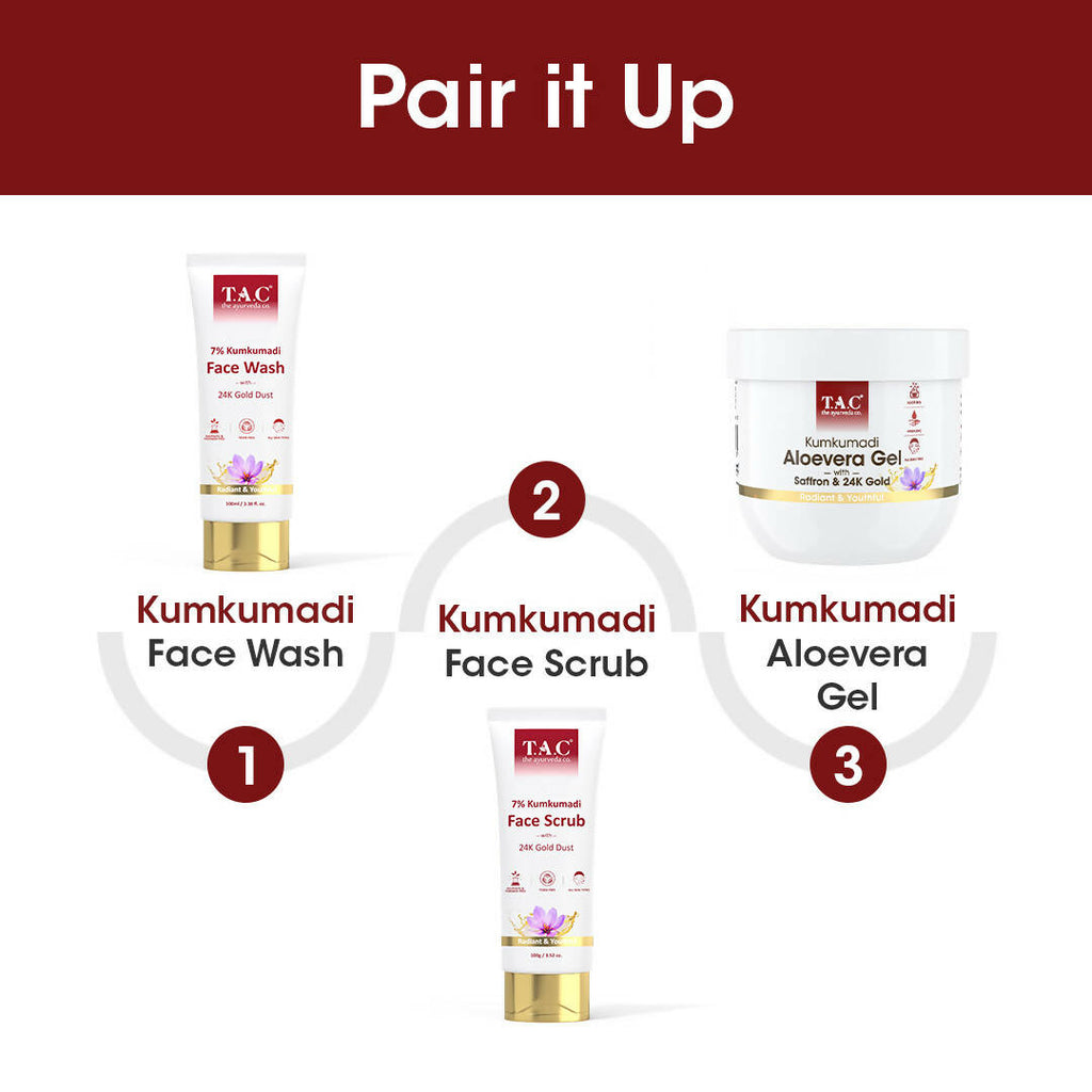 TAC - The Ayurveda Co. Kumkumadi Natural Aloevera Gel for Face & Body with Saffron & 24K Gold Flakes