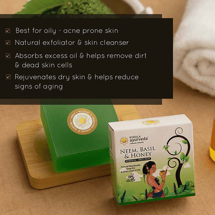 Kerala Ayurveda Natural Handmade Neem, Basil & Honey Soap