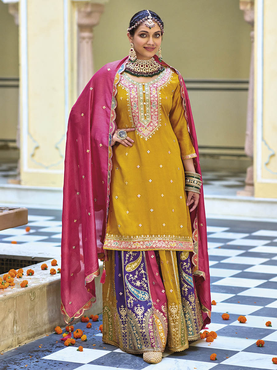 Multicolour Embroidered Sharara