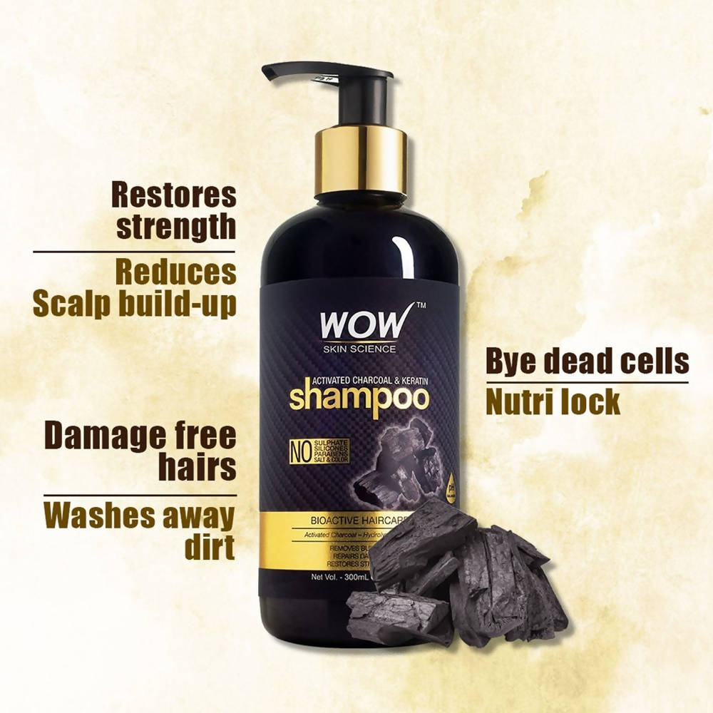 Wow Skin Science Activated Charcoal & Keratin Shampoo