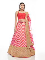 Pink Organza Embroidered Designer Lehenga