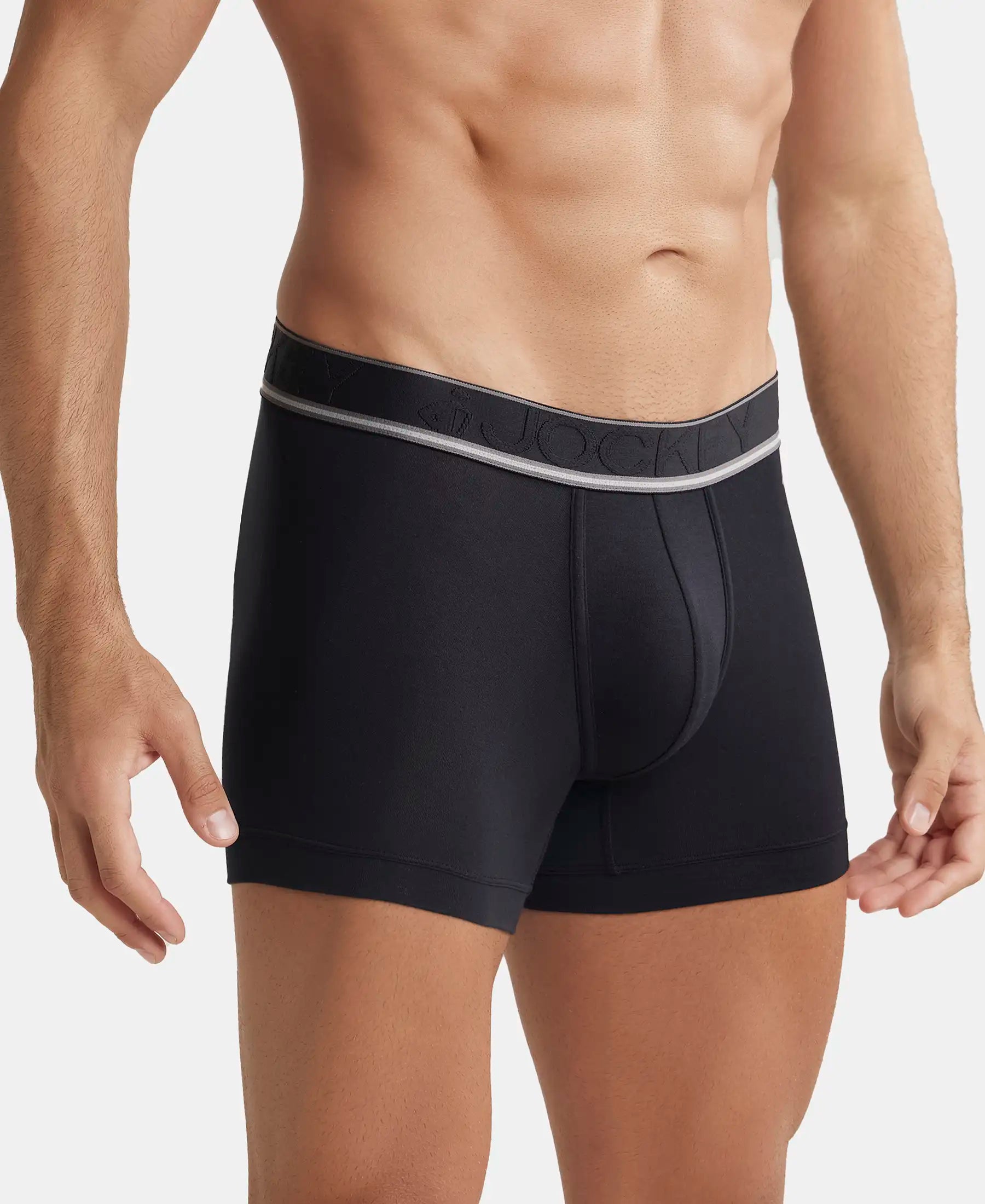 Tencel Micro Modal Elastane Stretch Solid Trunk with Natural StayFresh Properties - Black