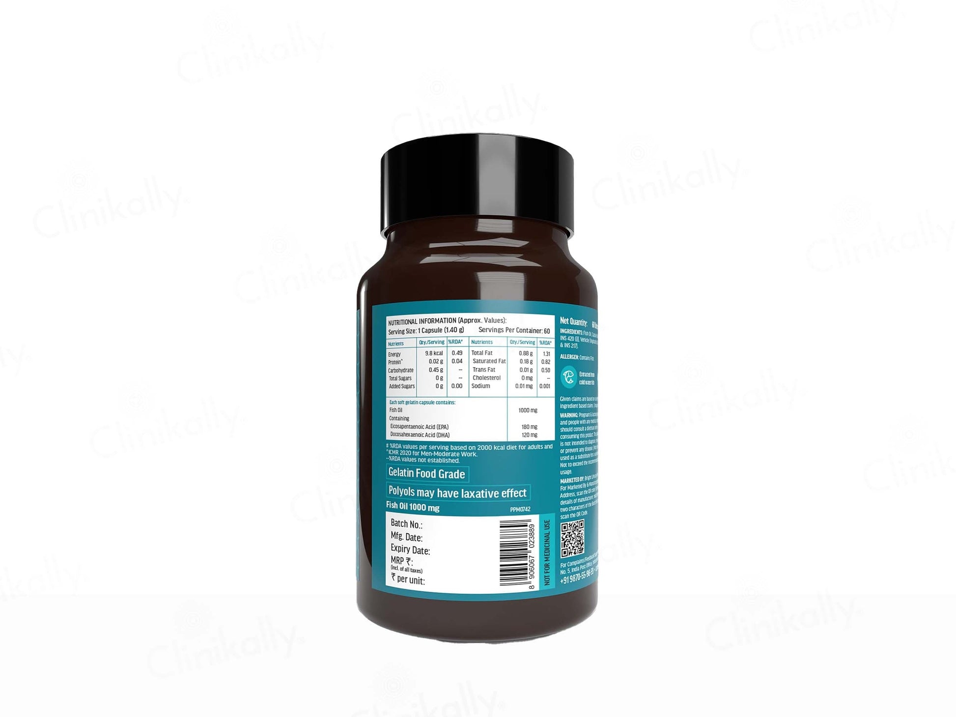 HK Vitals Fish Oil 1000mg with 180mg EPA and 120mg DHA Capsule
