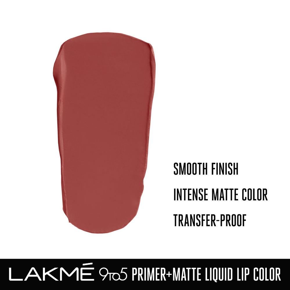 Lakme 9to5 Primer + Matte Liquid Lip Color - MB2 Intense Latte