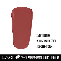 Lakme 9to5 Primer + Matte Liquid Lip Color - MB2 Intense Latte