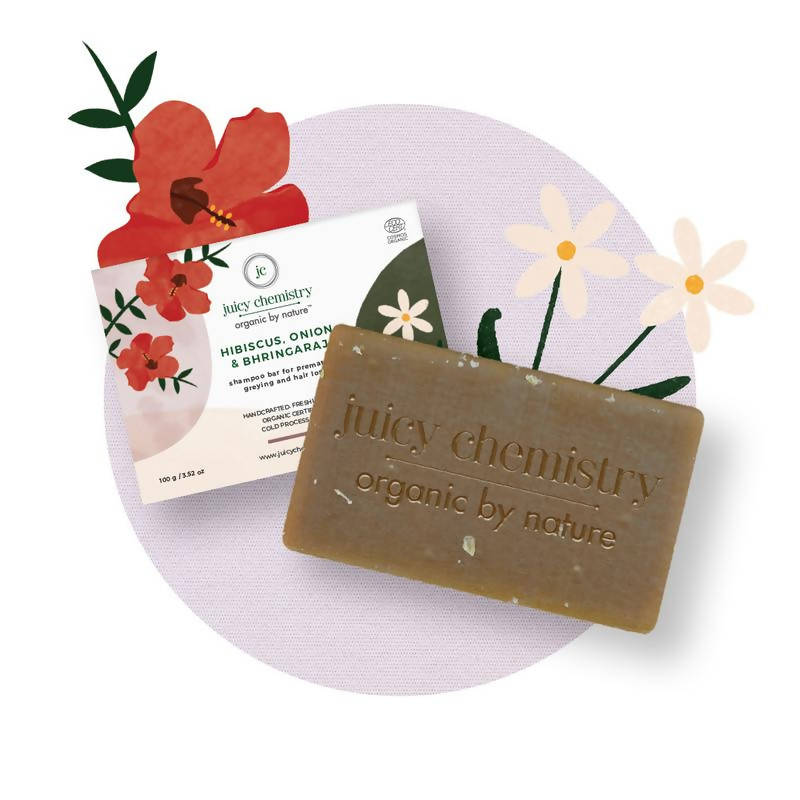 Juicy Chemistry Hibiscus, Onion & Bhringaraj Shampoo bar