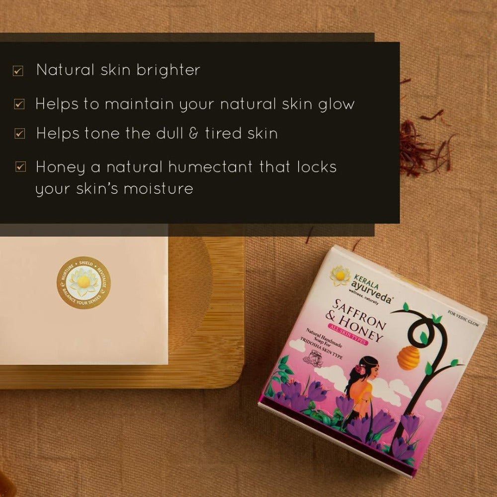 Kerala Ayurveda Natural Handmade Saffron & Honey Soap