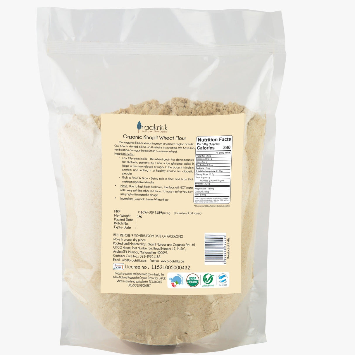 Praakritik Organic Khapli Wheat Atta