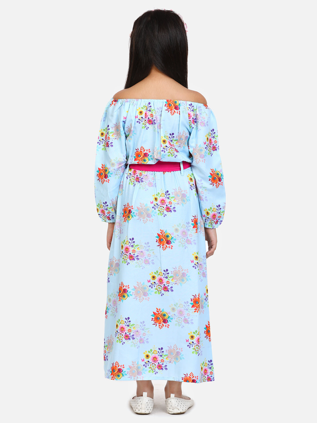 Sky Blue Off Shoulder Party Maxi Dress