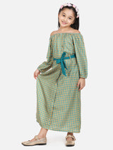 Green Aztec Off Shoulder Party Maxi Dress