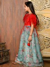 Stylish Frilled Choli with Printed Lehenga Set