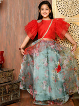 Stylish Frilled Choli with Printed Lehenga Set