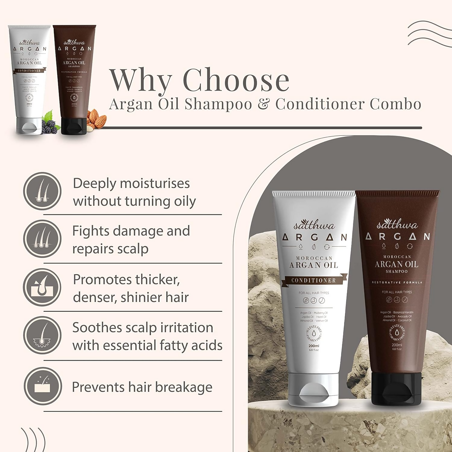Satthwa Moroccan Argan Oil Shampoo & Conditioner Combo