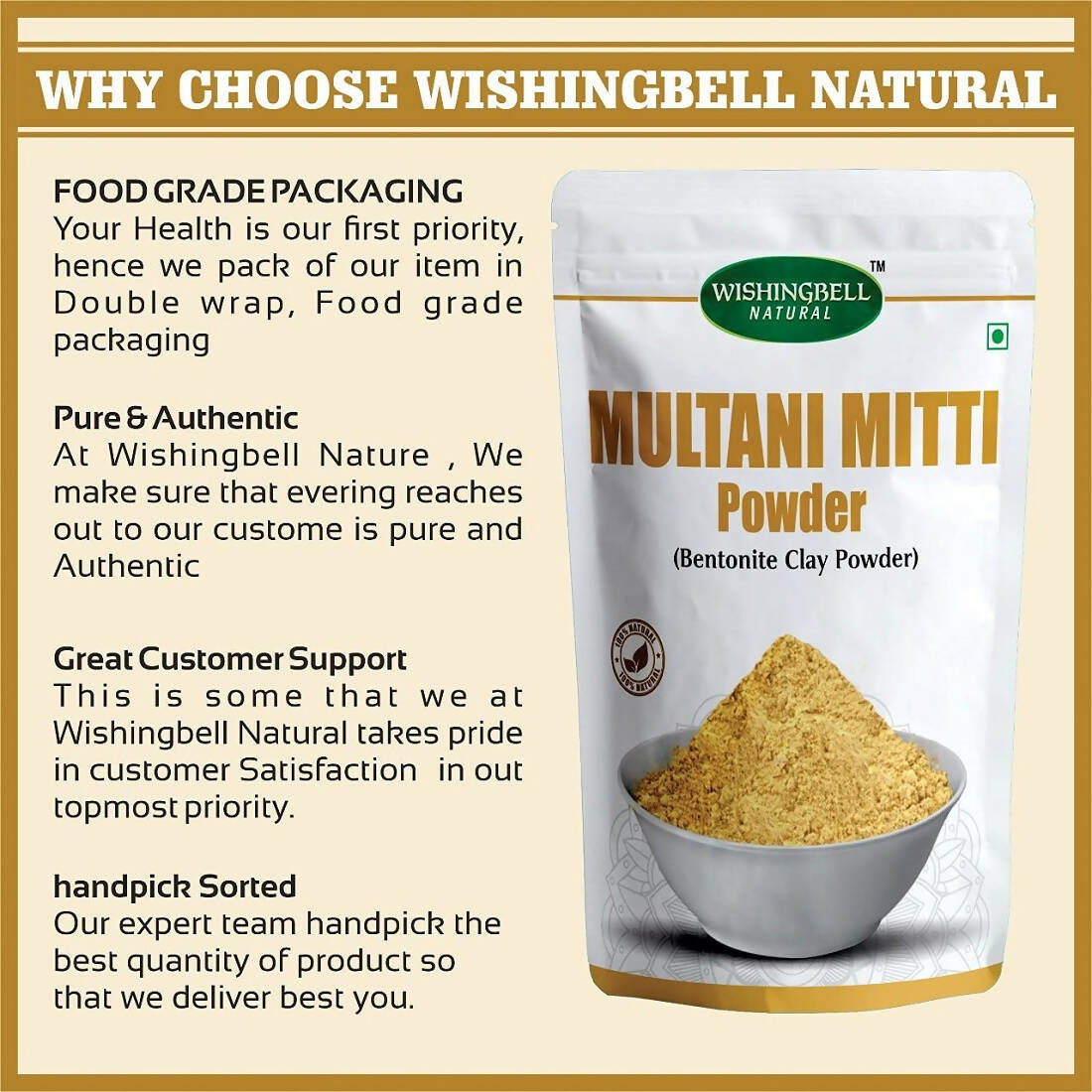 Wishingbell Natural Multani Mitti Powder