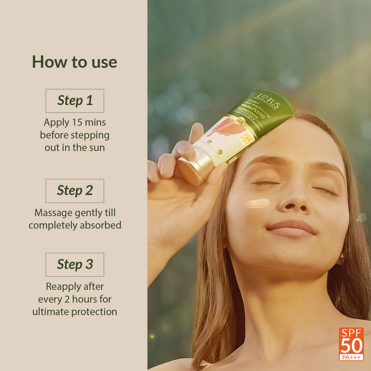 Lotus Botanicals 100x Vitamin C Matte Fluid Sunscreen, Sun Protect & Skin Brightening, SPF 50, PA+++