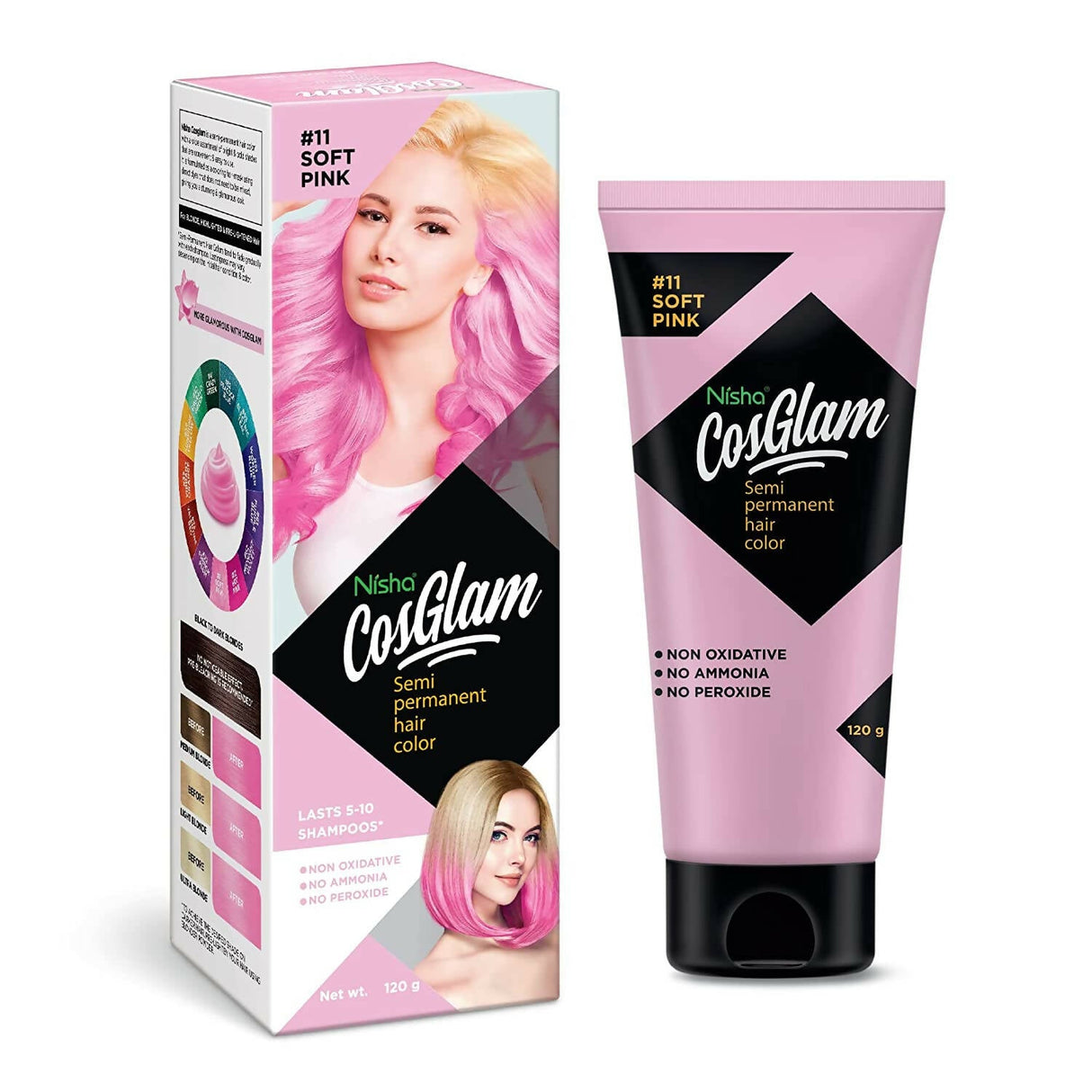 Nisha Cosglam Semi Permanent Hair Color 11 Soft Pink