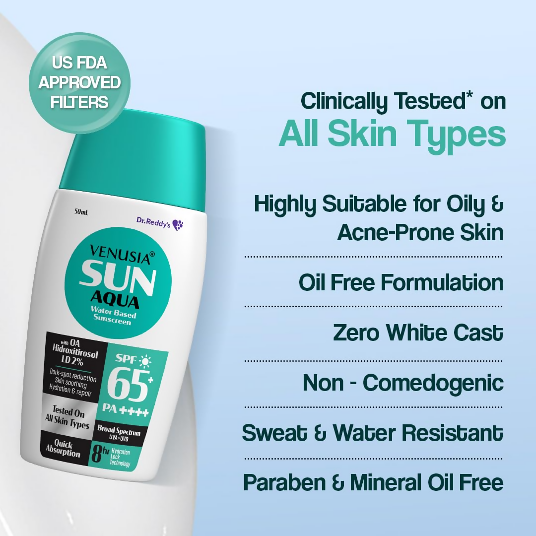 Venusia Sun Aqua Water Based Sunscreen SPF 65 For Oily & Acne Skin