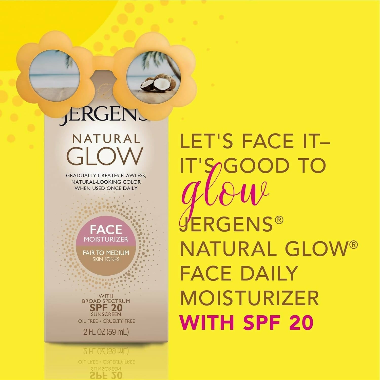 Jergens Glow Face Daily Moisturizer Sunscreen Spf 20