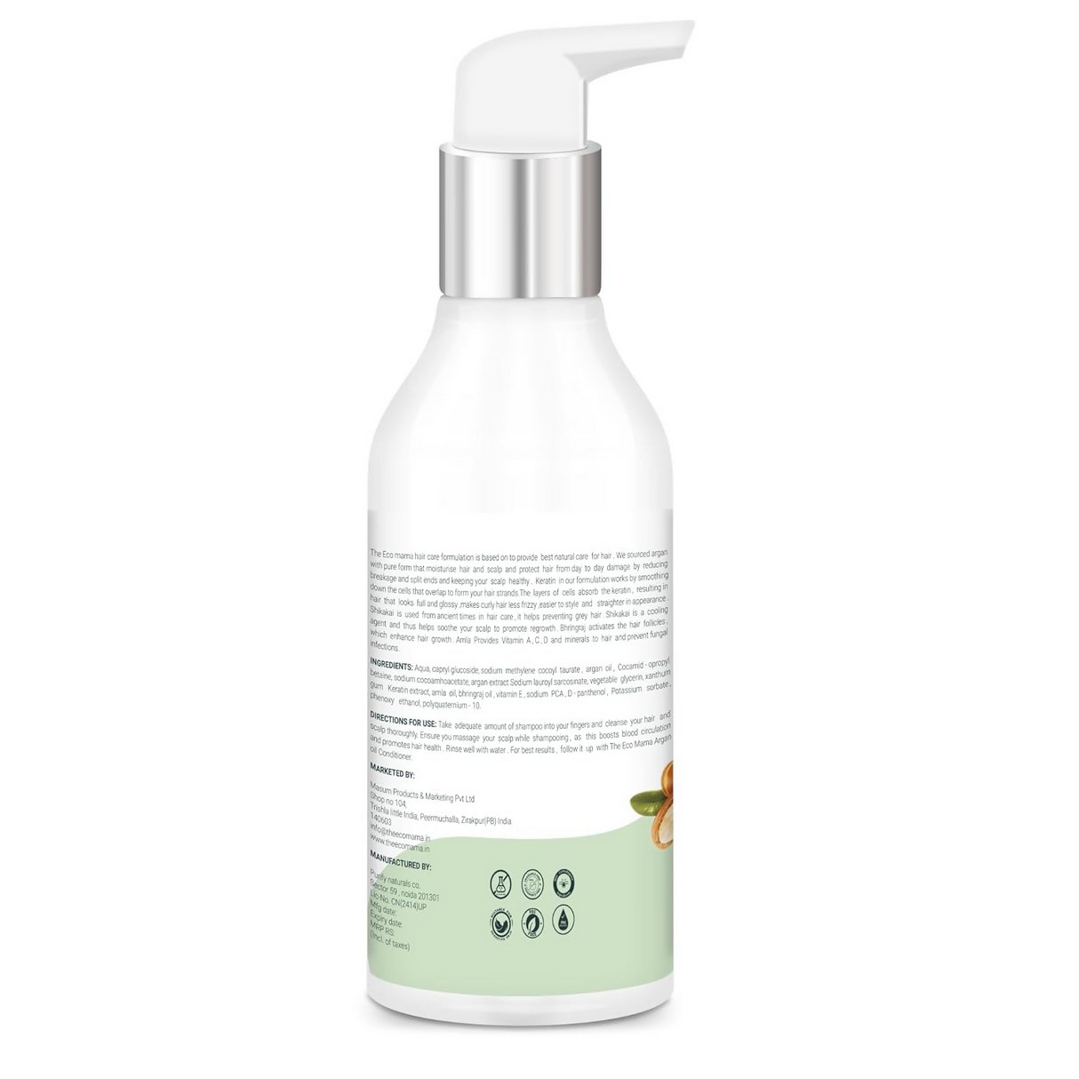 The Eco Mama Argan Keratin Shampoo With Amla Oil, Bhringraj Oil, and Vitamin E