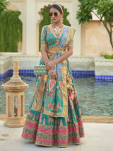 Multicolour Rajwadi Silk Mirror work Bridal Designer Lehenga