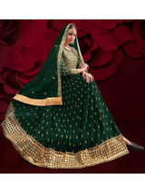 Green Heavy Embroidered Pant Style Anarkali Suit