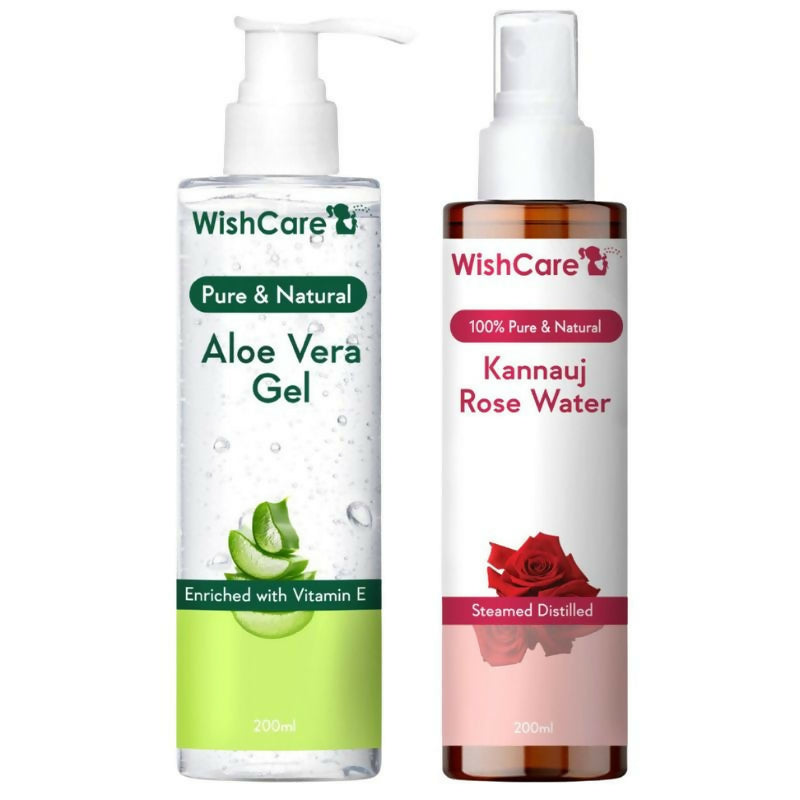 Wishcare Pure Aloe Vera Gel+ Rose Water Combo