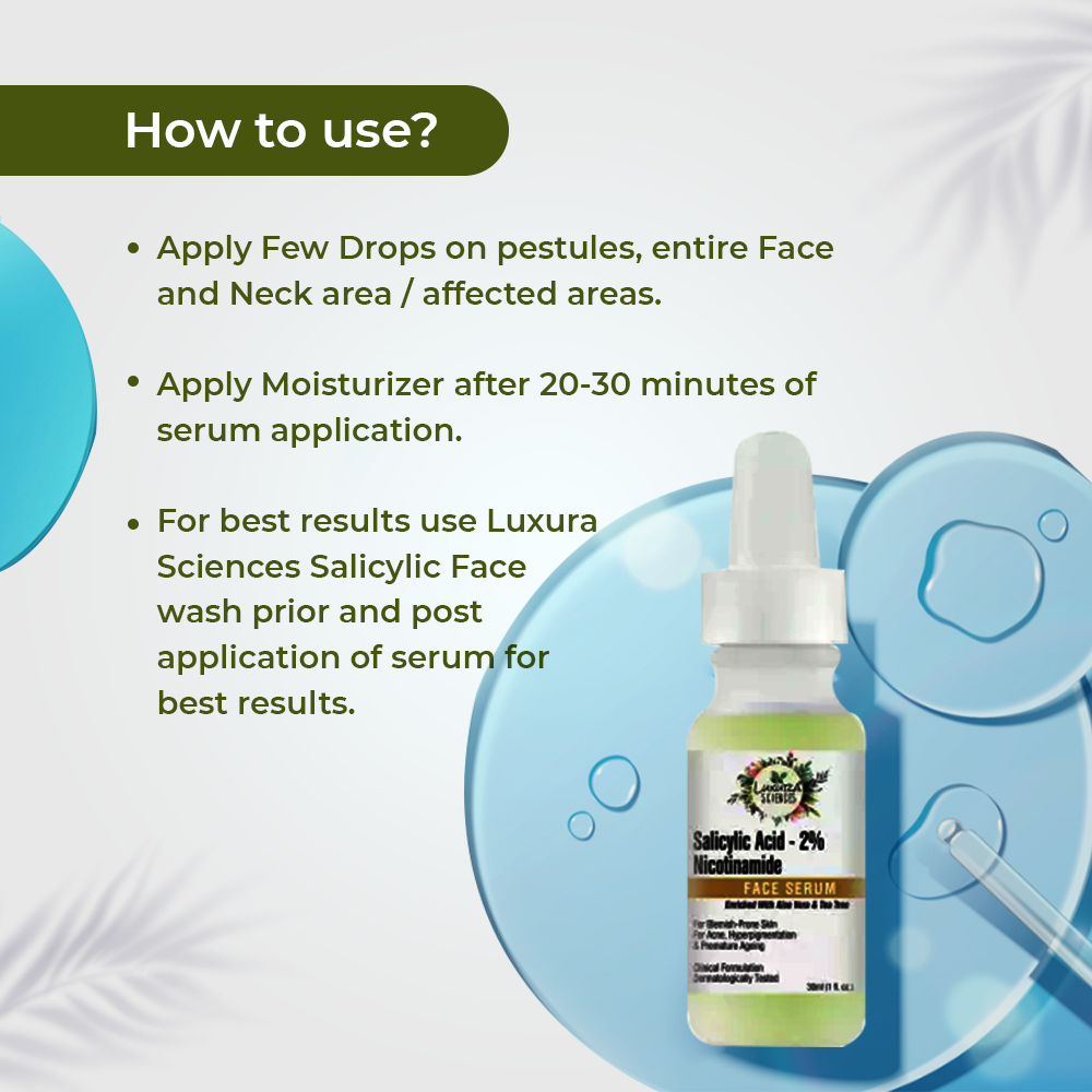 Luxura Sciences Salicylic Acid 2% Face Serum, Niacinamide Serum