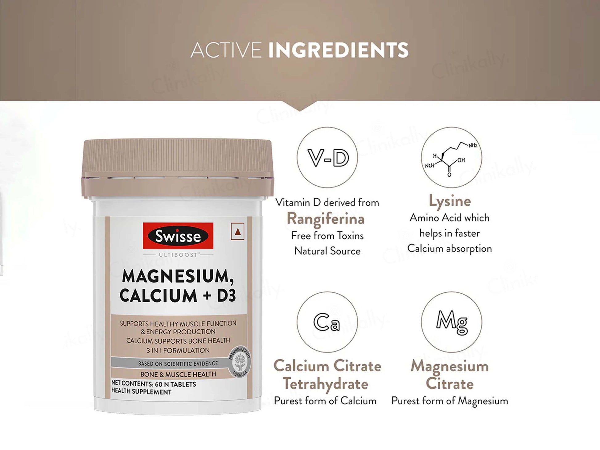 Swisse Ultiboost Magnesium, Calcium + D3 Tablet