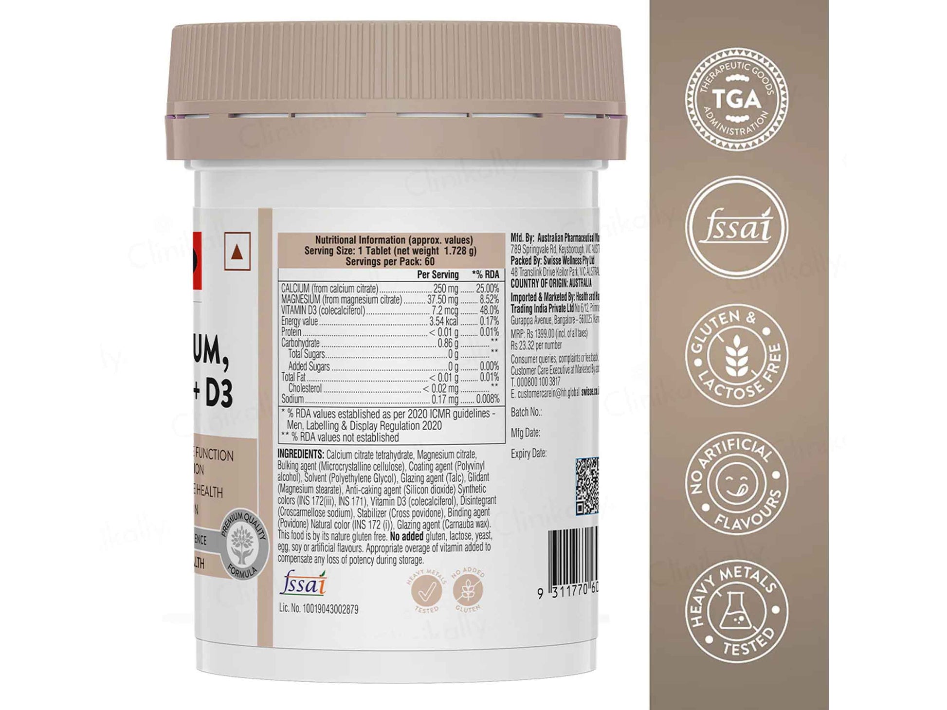 Swisse Ultiboost Magnesium, Calcium + D3 Tablet