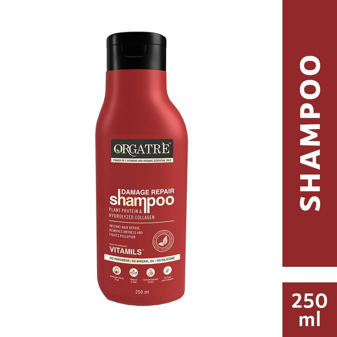 Orgatre Damage Repair Shampoo For Women & Men For Rough Dull & Damaged Hair With Protein & Hydrolyzed Collagen