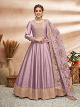 Violet Art Silk Embroidered Anarkali Suit