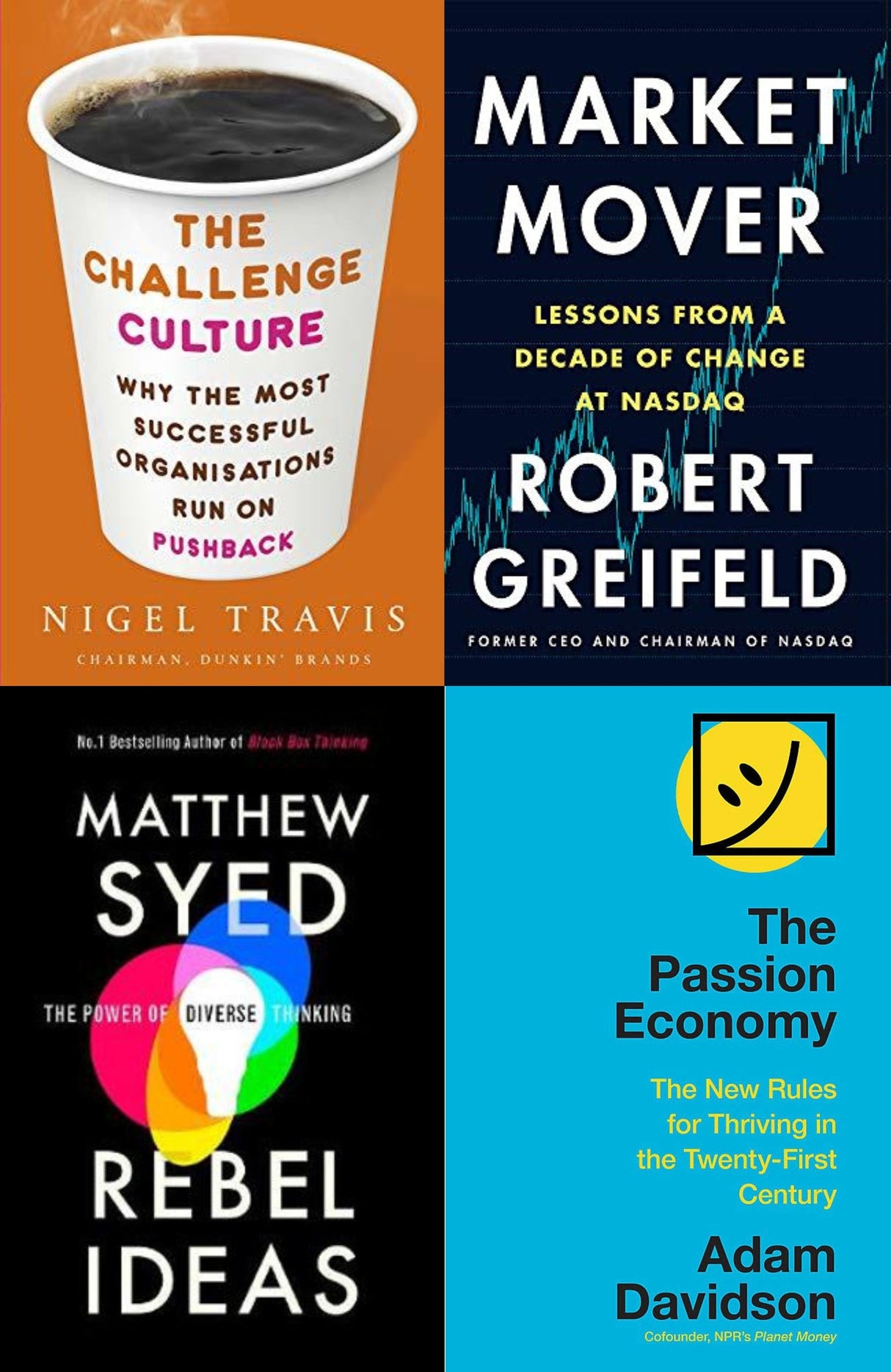 Non - Fiction Bestseller Business Book Combo ( The Challenge Culture, The Passion Economy, Rebel Ideas, Market Mover )