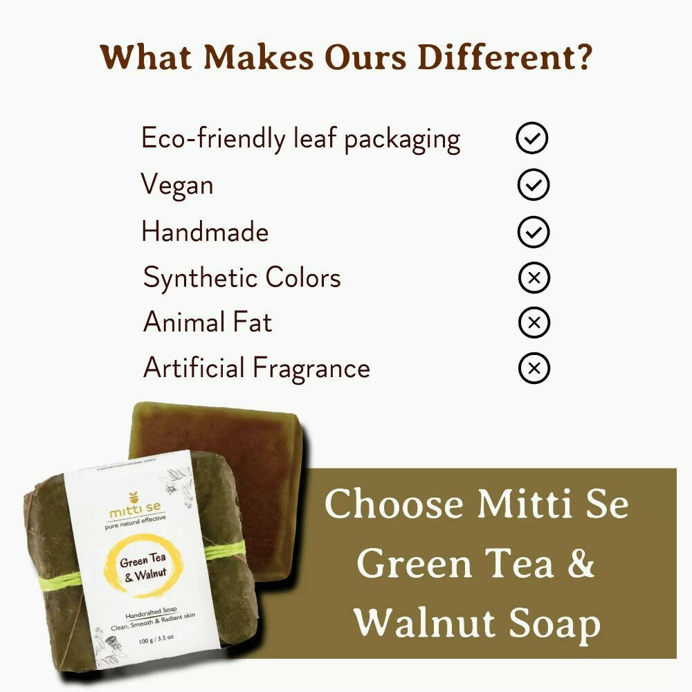 Mitti Se Green Tea Walnut Handcrafted Soap