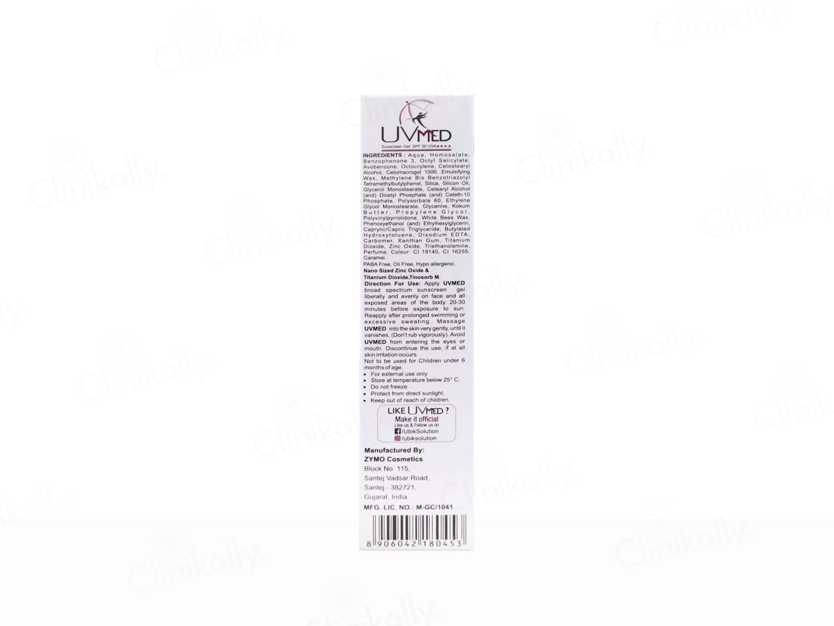 Uvmed Tinted Sunscreen Gel SPF 50