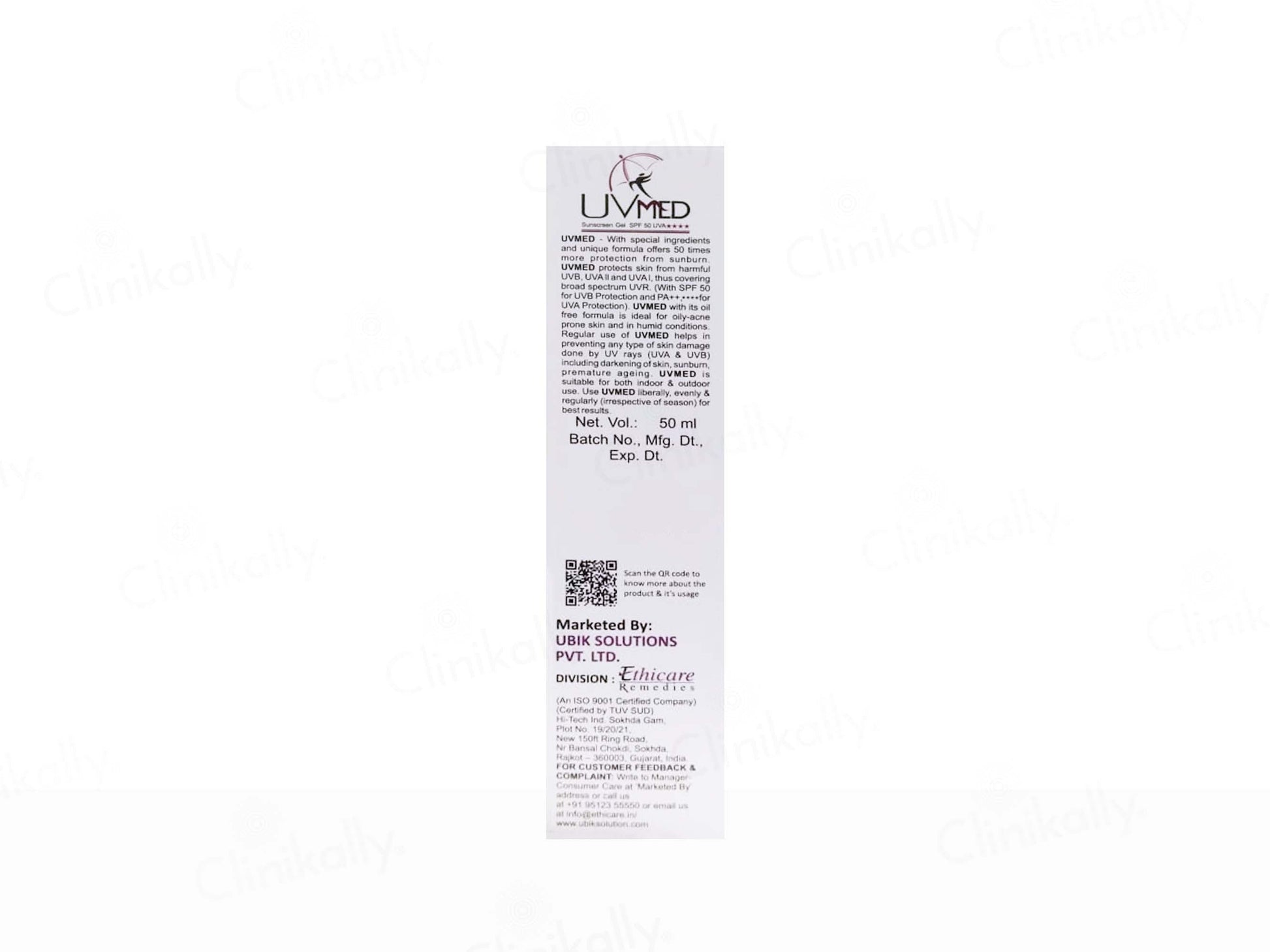Uvmed Tinted Sunscreen Gel SPF 50