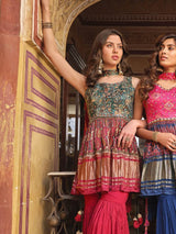 Multicolour pure gajji Sharara Suit