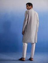 VASTRAMAY Men's Grey Pure Cotton Handloom Kurta Pyjama Set