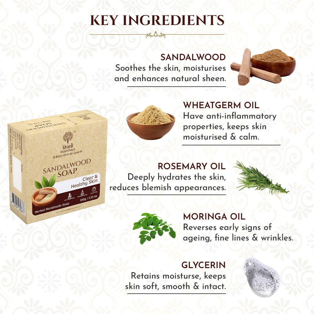 Khadi Essentials Sandalwood Herbal Handmade Soap