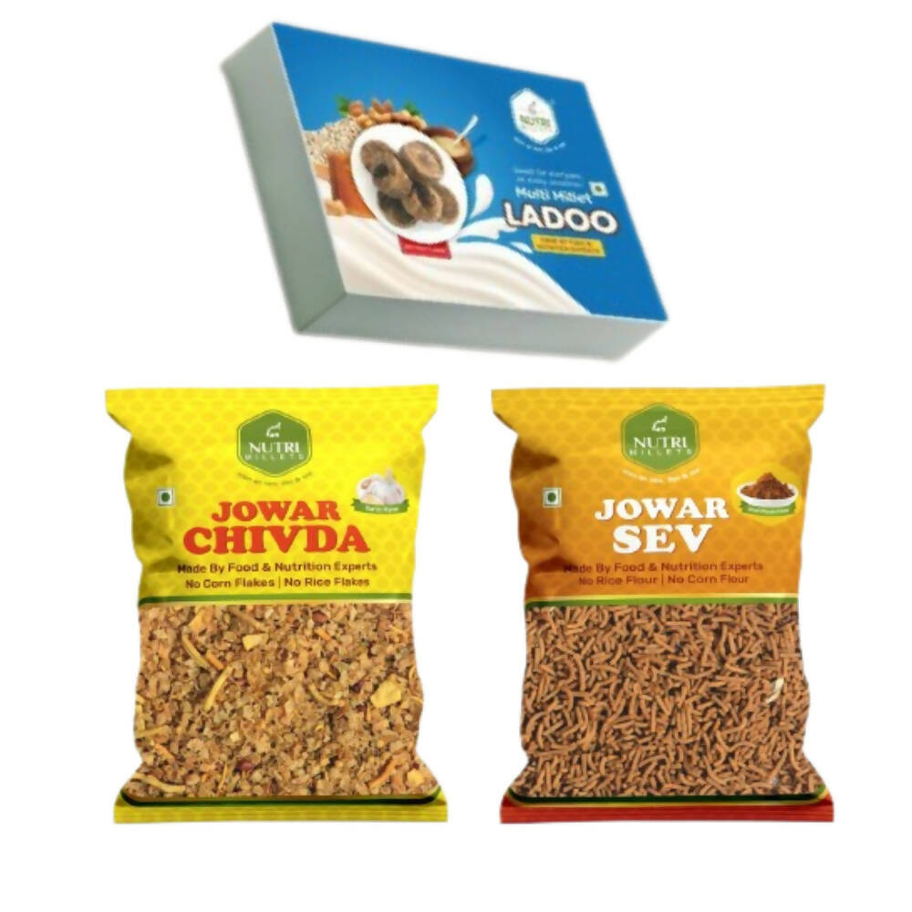 NutriMillets - Multi Millets Laddu + Red Masala Sev + Garlic Chivda Combo