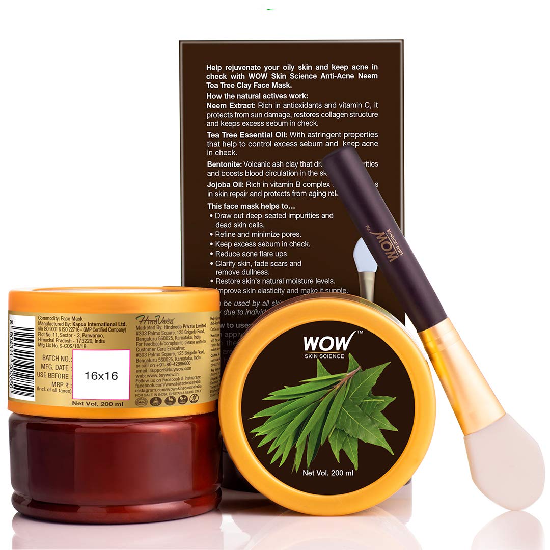 Wow Skin Science Anti-Acne Neem & Tea Tree Clay Face Mask