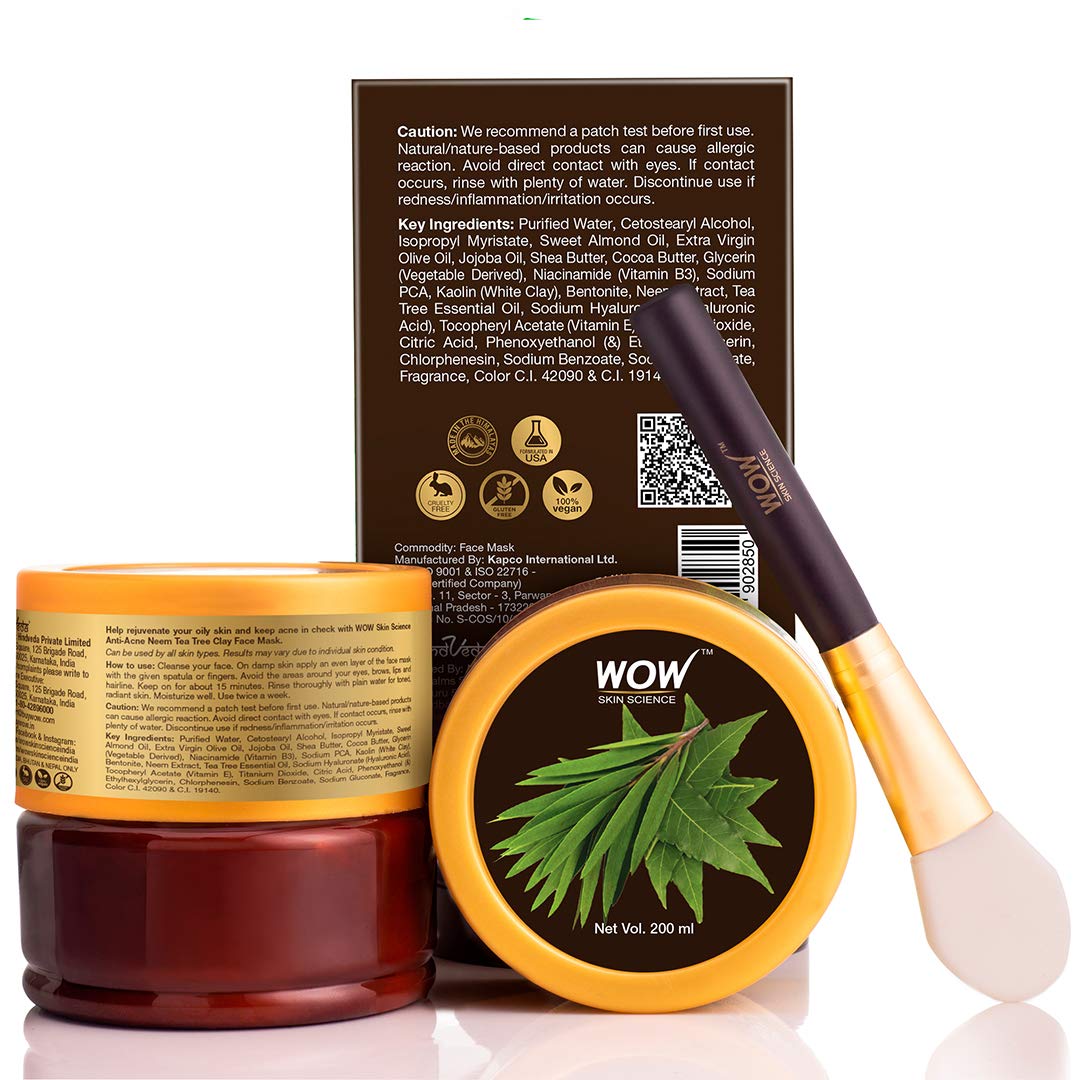 Wow Skin Science Anti-Acne Neem & Tea Tree Clay Face Mask