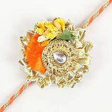 Zardosi Flower Design Rakhi & Kaju Katli Box