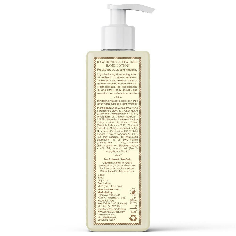 Ohria Ayurveda Raw Honey & Tea Tree Hand Lotion