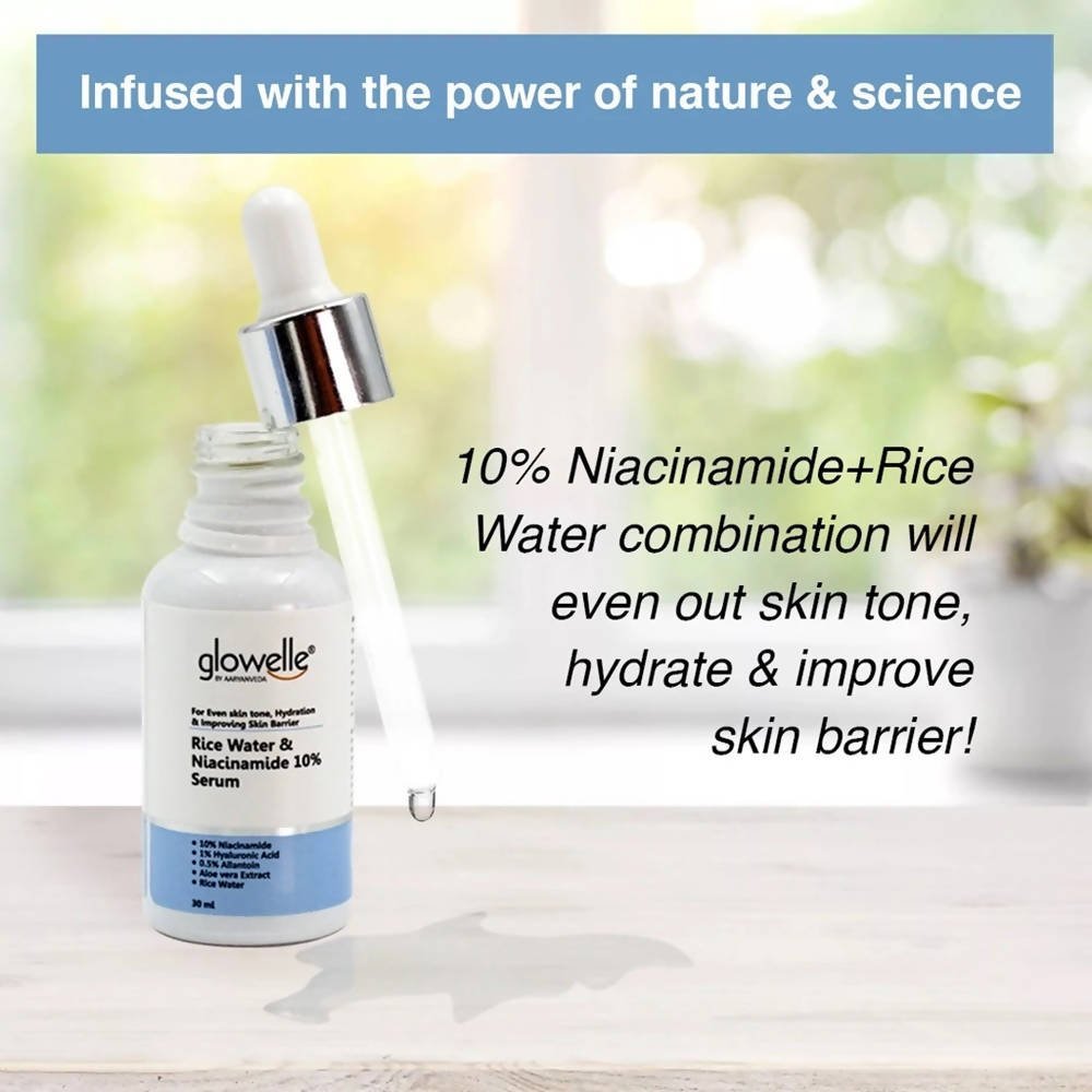 Aaryanveda Glowelle Rice Water & Niacinamide 10% Serum - Vamzn#